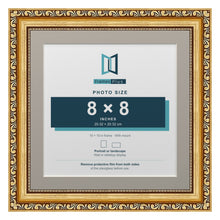 Louis Range Gold Picture, Photo & Poster Frame with Dawn Grey Mount - 10x10" Frame for 8x8" Photo, Gold