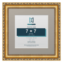 Louis Range Gold Picture, Photo & Poster Frame with Dawn Grey Mount - 10x10" Frame for 7x7" Photo, Gold