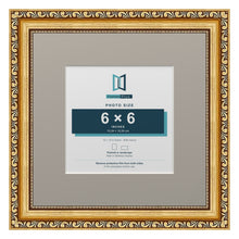 Louis Range Gold Picture, Photo & Poster Frame with Dawn Grey Mount - 10x10" Frame for 6x6" Photo, Gold