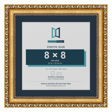 Louis Range Gold Picture, Photo & Poster Frame with Pacific Blue Mount - 10x10" Frame for 8x8" Photo, Gold