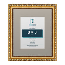 Louis Range Gold Picture, Photo & Poster Frame with Dawn Grey Mount - 12x10" Frame for 8x6" Photo, Gold