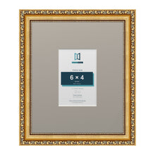 Louis Range Gold Picture, Photo & Poster Frame with Dawn Grey Mount - 12x10" Frame for 6x4" Photo, Gold