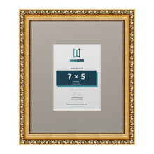 Louis Range Gold Picture, Photo & Poster Frame with Dawn Grey Mount - 12x10" Frame for 7x5" Photo, Gold