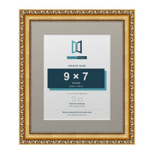 Louis Range Gold Picture, Photo & Poster Frame with Dawn Grey Mount - 12x10" Frame for 9x7" Photo, Gold