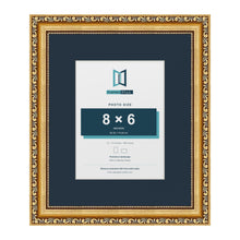 Louis Range Gold Picture, Photo & Poster Frame with Pacific Blue Mount - 12x10" Frame for 8x6" Photo, Gold