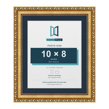 Louis Range Gold Picture, Photo & Poster Frame with Pacific Blue Mount - 12x10" Frame for 10x8" Photo, Gold