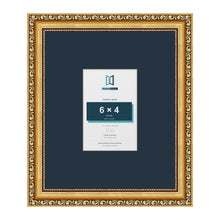 Louis Range Gold Picture, Photo & Poster Frame with Pacific Blue Mount - 12x10" Frame for 6x4" Photo, Gold