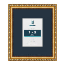 Louis Range Gold Picture, Photo & Poster Frame with Pacific Blue Mount - 12x10" Frame for 7x5" Photo, Gold
