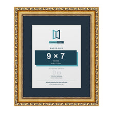 Louis Range Gold Picture, Photo & Poster Frame with Pacific Blue Mount - 12x10" Frame for 9x7" Photo, Gold