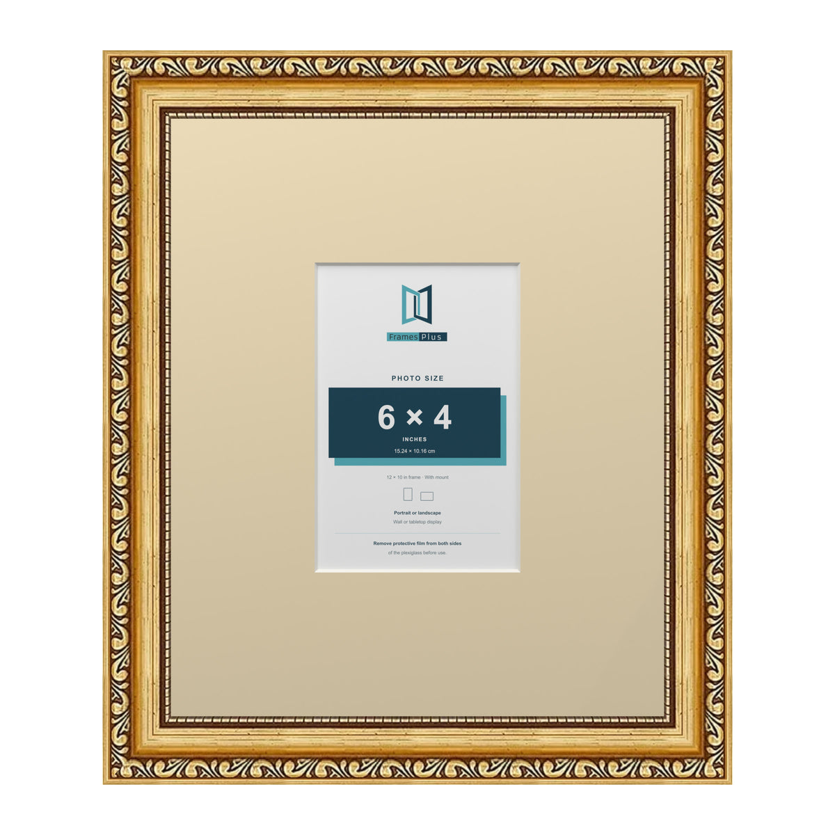 Louis Range Gold Picture, Photo & Poster Frame with Ivory Mount - 12x10" Frame for 6x4" Photo, Gold