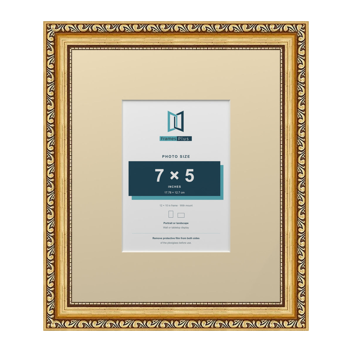 Louis Range Gold Picture, Photo & Poster Frame with Ivory Mount - 12x10" Frame for 7x5" Photo, Gold