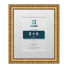 Louis Range Gold Picture, Photo & Poster Frame with White Mount - 12x10" Frame for 8x6" Photo, Gold