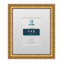 Louis Range Gold Picture, Photo & Poster Frame with White Mount - 12x10" Frame for 7x5" Photo, Gold