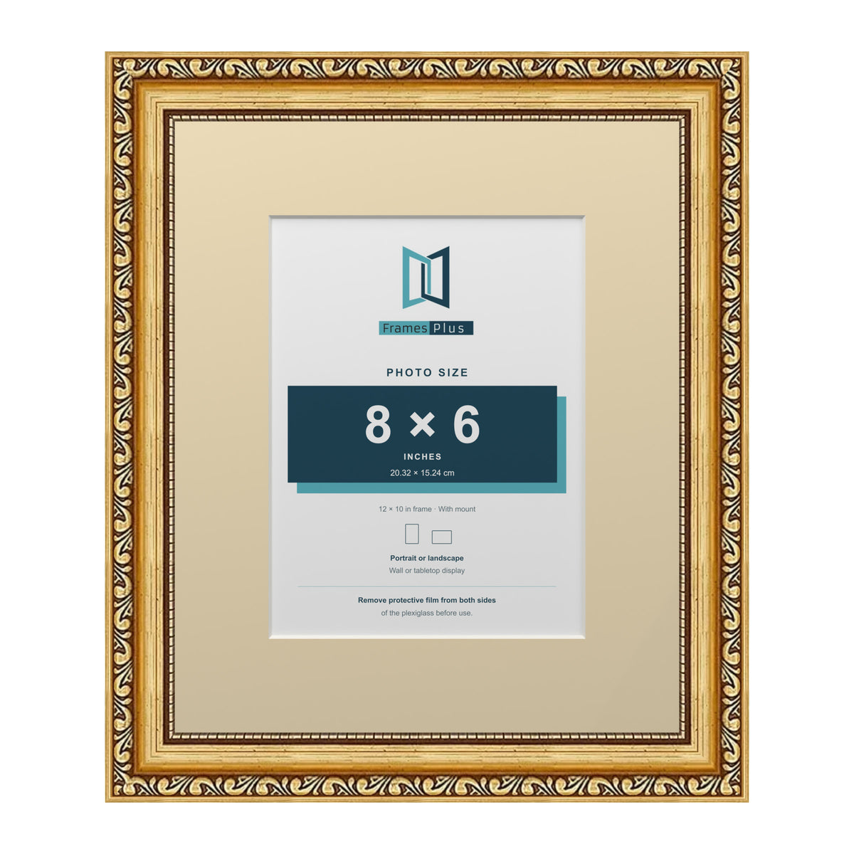 Louis Range Gold Picture, Photo & Poster Frame with Ivory Mount - 12x10" Frame for 8x6" Photo, Gold