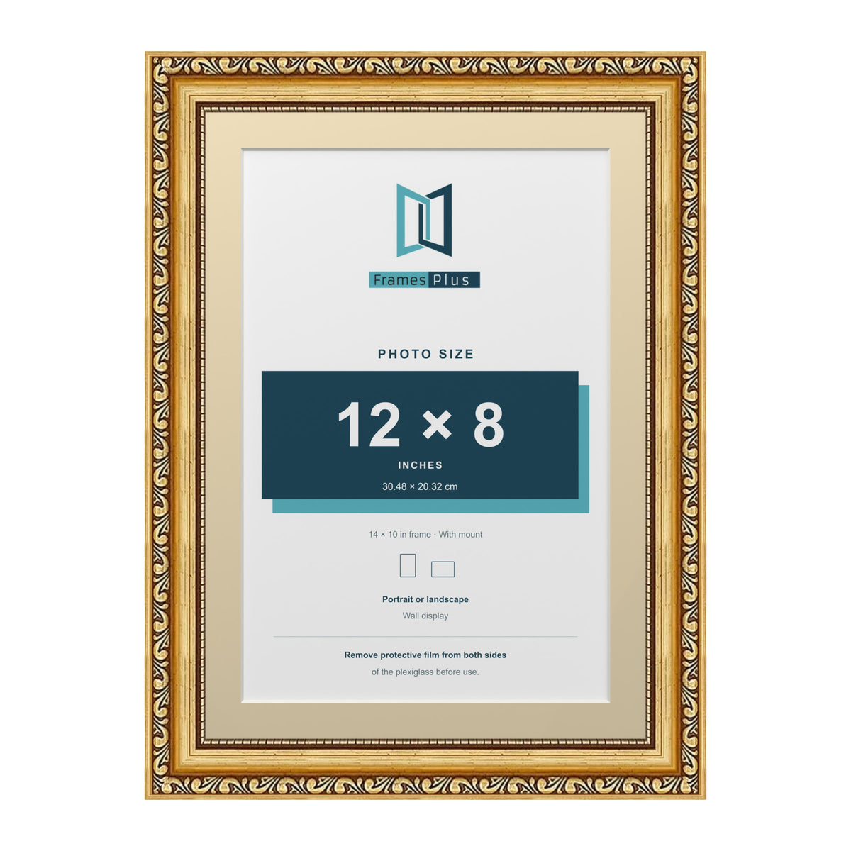 Louis Range Gold Picture, Photo & Poster Frame with Ivory Mount - 14x10" Frame for 12x8" Photo, Gold