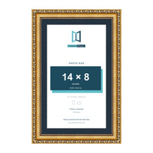 Louis Range Gold Picture, Photo & Poster Frame with Pacific Blue Mount - 16x10" Frame for 14x8" Photo, Gold