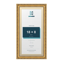 Louis Range Gold Picture, Photo & Poster Frame with Ivory Mount - 20x10" Frame for 18x8" Photo, Gold