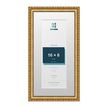 Louis Range Gold Picture, Photo & Poster Frame with White Mount - 20x10" Frame for 16x6" Photo, Gold