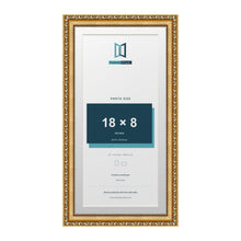 Louis Range Gold Picture, Photo & Poster Frame with White Mount - 20x10" Frame for 18x8" Photo, Gold