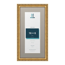 Louis Range Gold Picture, Photo & Poster Frame with Dawn Grey Mount - 20x10" Frame for 16x6" Photo, Gold