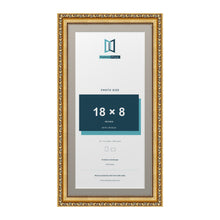 Louis Range Gold Picture, Photo & Poster Frame with Dawn Grey Mount - 20x10" Frame for 18x8" Photo, Gold