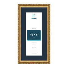 Louis Range Gold Picture, Photo & Poster Frame with Pacific Blue Mount - 20x10" Frame for 16x6" Photo, Gold