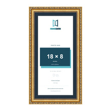 Louis Range Gold Picture, Photo & Poster Frame with Pacific Blue Mount - 20x10" Frame for 18x8" Photo, Gold