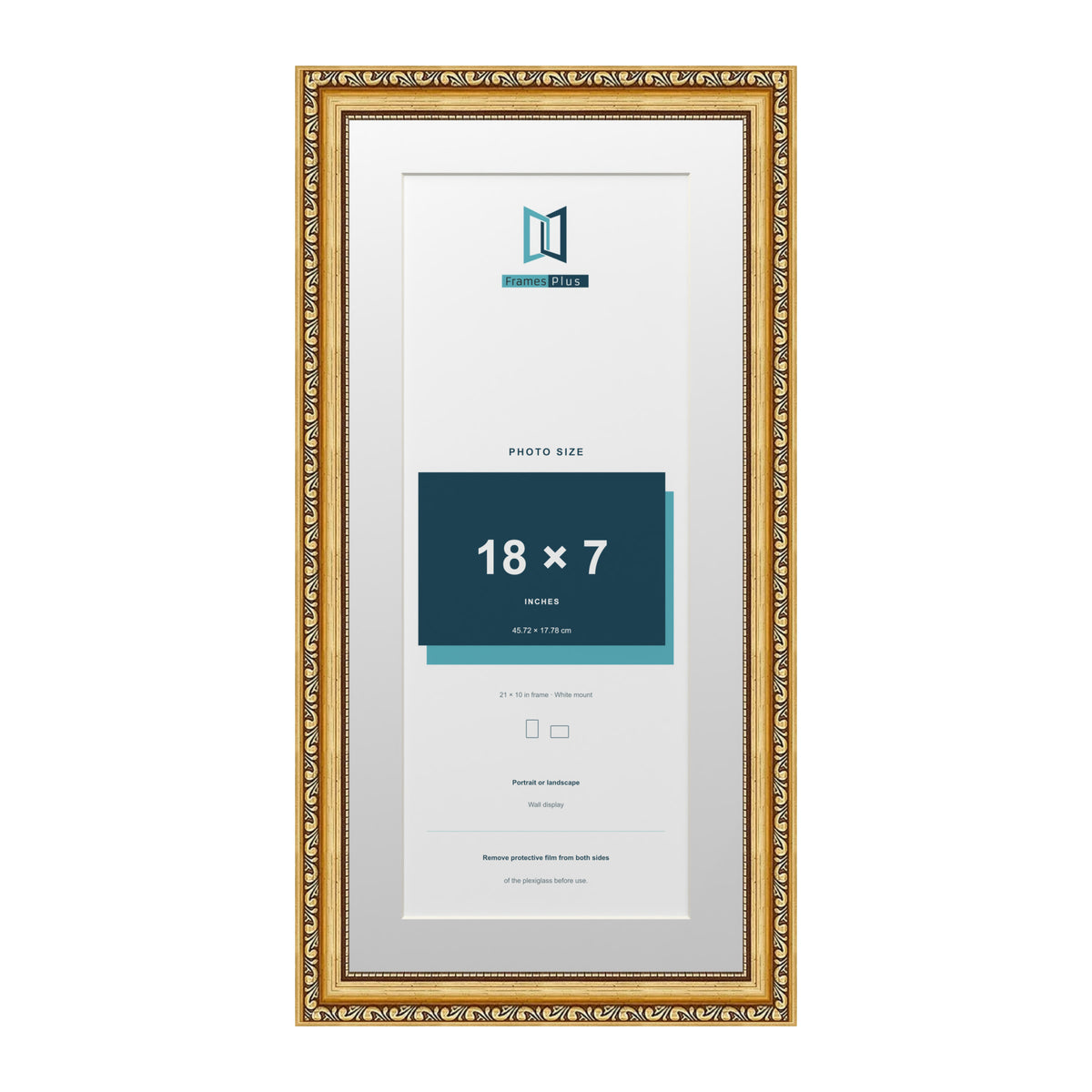Louis Range Gold Picture, Photo & Poster Frame with White Mount - 21x10" Frame for 18x7" Photo, Gold