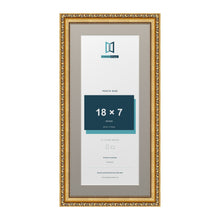 Louis Range Gold Picture, Photo & Poster Frame with Dawn Grey Mount - 21x10" Frame for 18x7" Photo, Gold