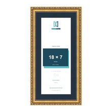 Louis Range Gold Picture, Photo & Poster Frame with Pacific Blue Mount - 21x10" Frame for 18x7" Photo, Gold