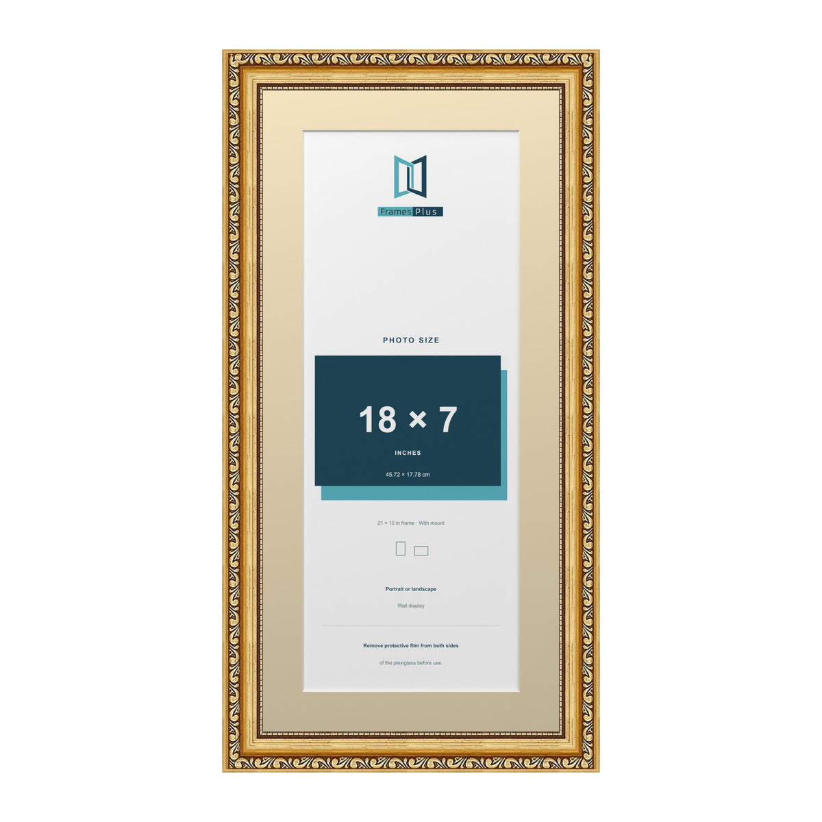 Louis Range Gold Picture, Photo & Poster Frame with Ivory Mount - 21x10" Frame for 18x7" Photo, Gold