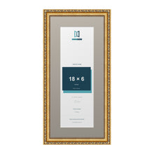 Louis Range Gold Picture, Photo & Poster Frame with Dawn Grey Mount - 22x10" Frame for 18x6" Photo, Gold