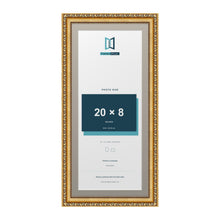 Louis Range Gold Picture, Photo & Poster Frame with Dawn Grey Mount - 22x10" Frame for 20x8" Photo, Gold
