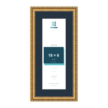 Louis Range Gold Picture, Photo & Poster Frame with Pacific Blue Mount - 22x10" Frame for 18x6" Photo, Gold