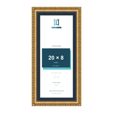 Louis Range Gold Picture, Photo & Poster Frame with Pacific Blue Mount - 22x10" Frame for 20x8" Photo, Gold