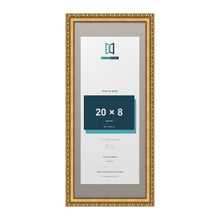 Louis Range Gold Picture, Photo & Poster Frame with Dawn Grey Mount - 24x10" Frame for 20x8" Photo, Gold