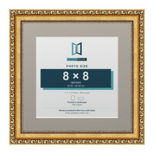 Louis Range Gold Picture, Photo & Poster Frame with Dawn Grey Mount - 11x11" Frame for 8x8" Photo, Gold