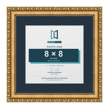 Louis Range Gold Picture, Photo & Poster Frame with Pacific Blue Mount - 11x11" Frame for 8x8" Photo, Gold