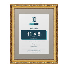 Louis Range Gold Picture, Photo & Poster Frame with Dawn Grey Mount - 14x11" Frame for 11x8" Photo, Gold