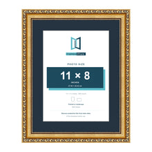 Louis Range Gold Picture, Photo & Poster Frame with Pacific Blue Mount - 14x11" Frame for 11x8" Photo, Gold
