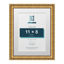 Louis Range Gold Picture, Photo & Poster Frame with White Mount - 14x11" Frame for 11x8" Photo, Gold
