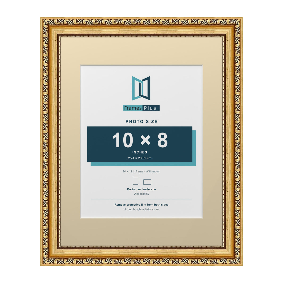 Louis Range Gold Picture, Photo & Poster Frame with Ivory Mount - 14x11" Frame for 10x8" Photo, Gold