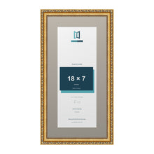 Louis Range Gold Picture, Photo & Poster Frame with Dawn Grey Mount - 22x11" Frame for 18x7" Photo, Gold