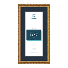 Louis Range Gold Picture, Photo & Poster Frame with Pacific Blue Mount - 22x11" Frame for 18x7" Photo, Gold