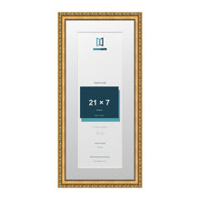 Louis Range Gold Picture, Photo & Poster Frame with White Mount - 25x11" Frame for 21x7" Photo, Gold