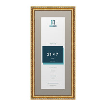 Louis Range Gold Picture, Photo & Poster Frame with Dawn Grey Mount - 25x11" Frame for 21x7" Photo, Gold