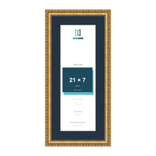 Louis Range Gold Picture, Photo & Poster Frame with Pacific Blue Mount - 25x11" Frame for 21x7" Photo, Gold