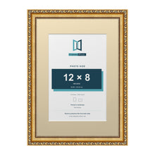 Louis Range Gold Picture, Photo & Poster Frame with Ivory Mount - A3 Frame for 12x8" Photo, Gold