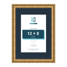Louis Range Gold Picture, Photo & Poster Frame with Pacific Blue Mount - A3 Frame for 12x8" Photo, Gold