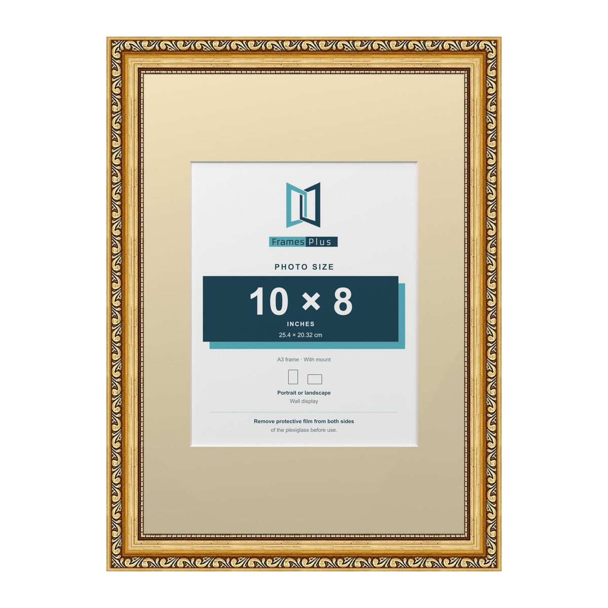 Louis Range Gold Picture, Photo & Poster Frame with Ivory Mount - A3 Frame for 10x8" Photo, Gold